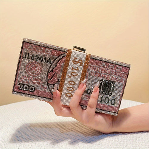 $100 Bill Rhinestone Bag