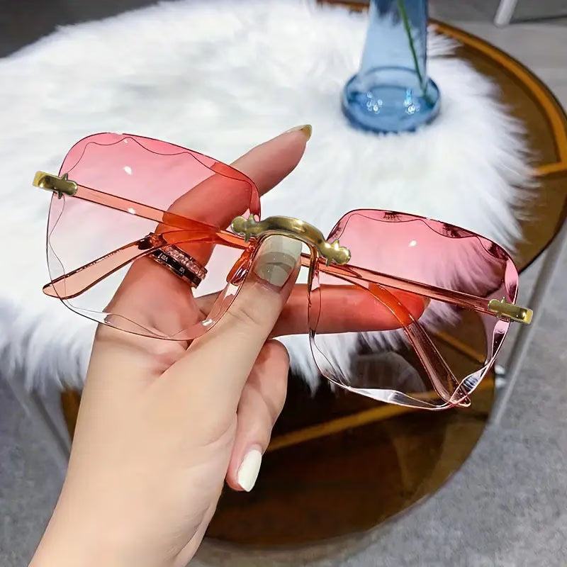 3pcs Frameless Edge-cut Shiny Glasses