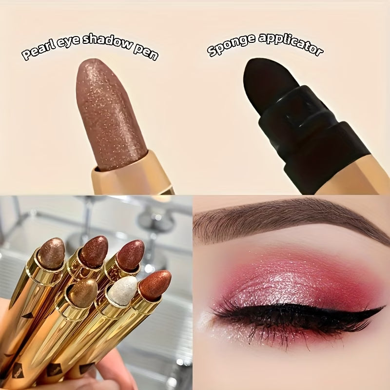 6pcs Highlighter Eyeshadow Pencil Shimmer Glitter Contouring Double-headed Eyeshadow Stick Lazy Eyeshadow Makeup