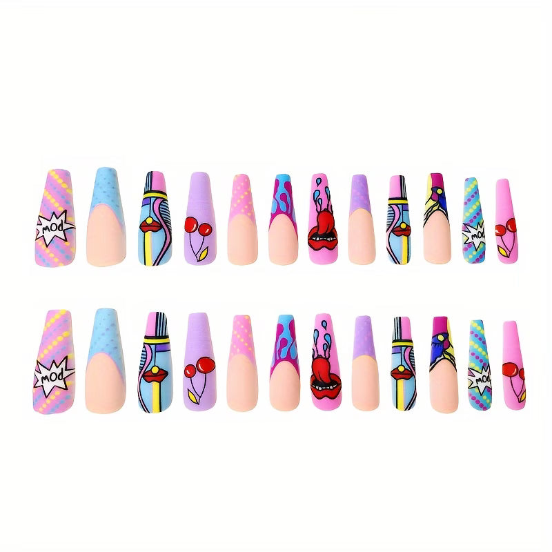Extra-long Ballet Nails with Multicolor
