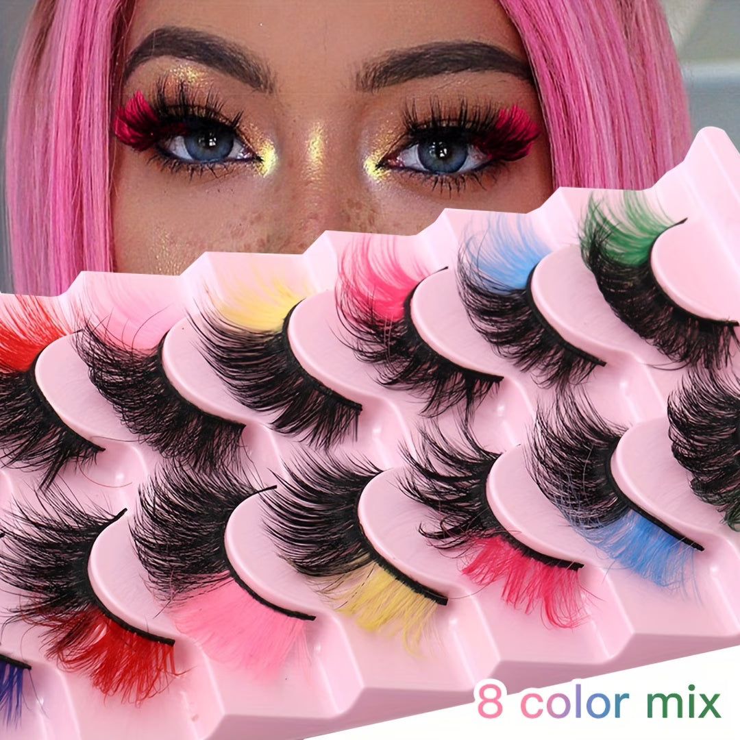 8 Pairs Colorful Faux Mink Eyelashes