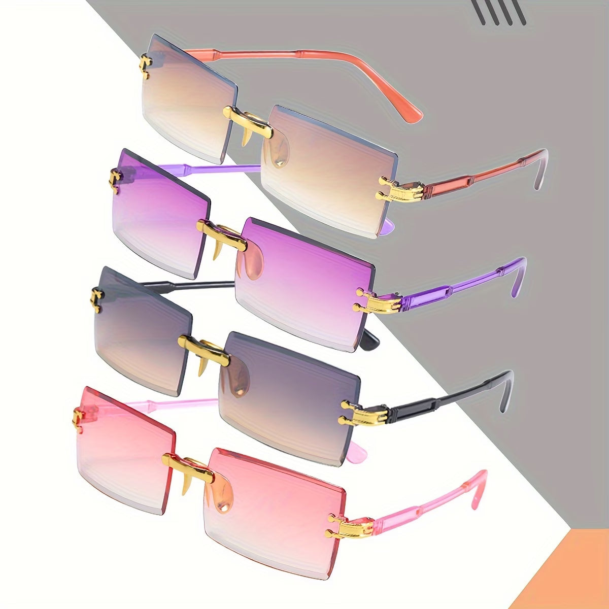 3pc  Gold-Plated Style Women'S Fashion Glasses