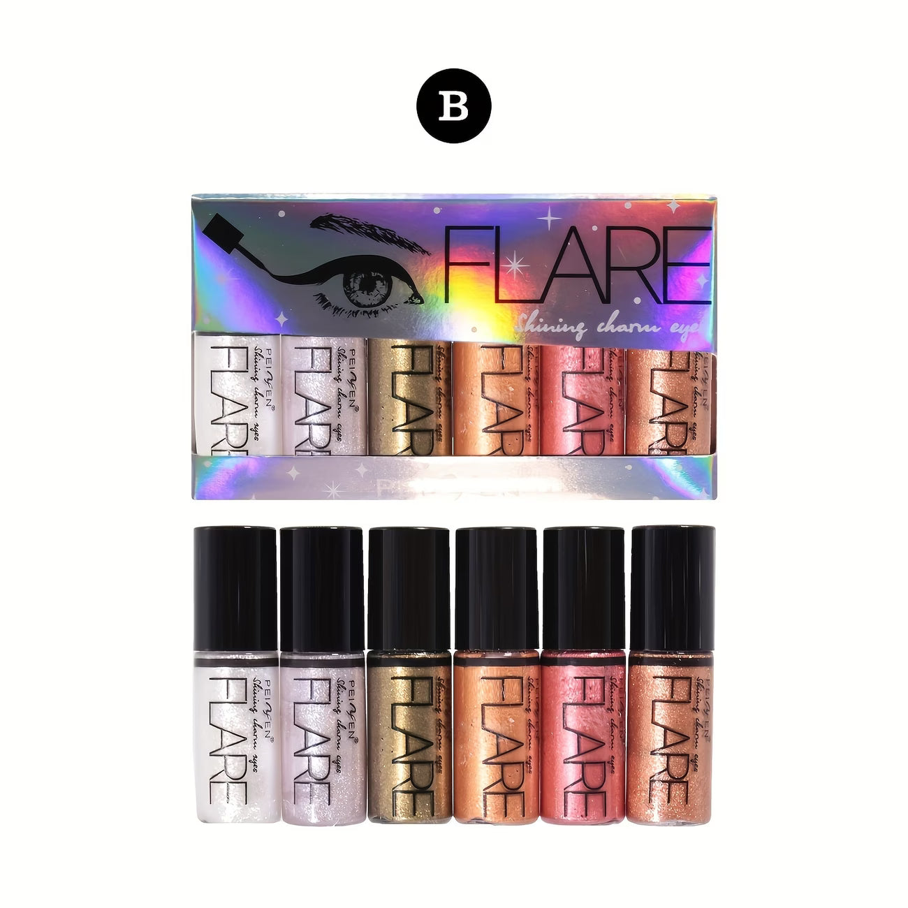 6pcs Set of Shimmering Liquid Eyeliner Pens, Long-Lasting Sparkling Waterproof Colored Liquid Eyeliner Mini Set