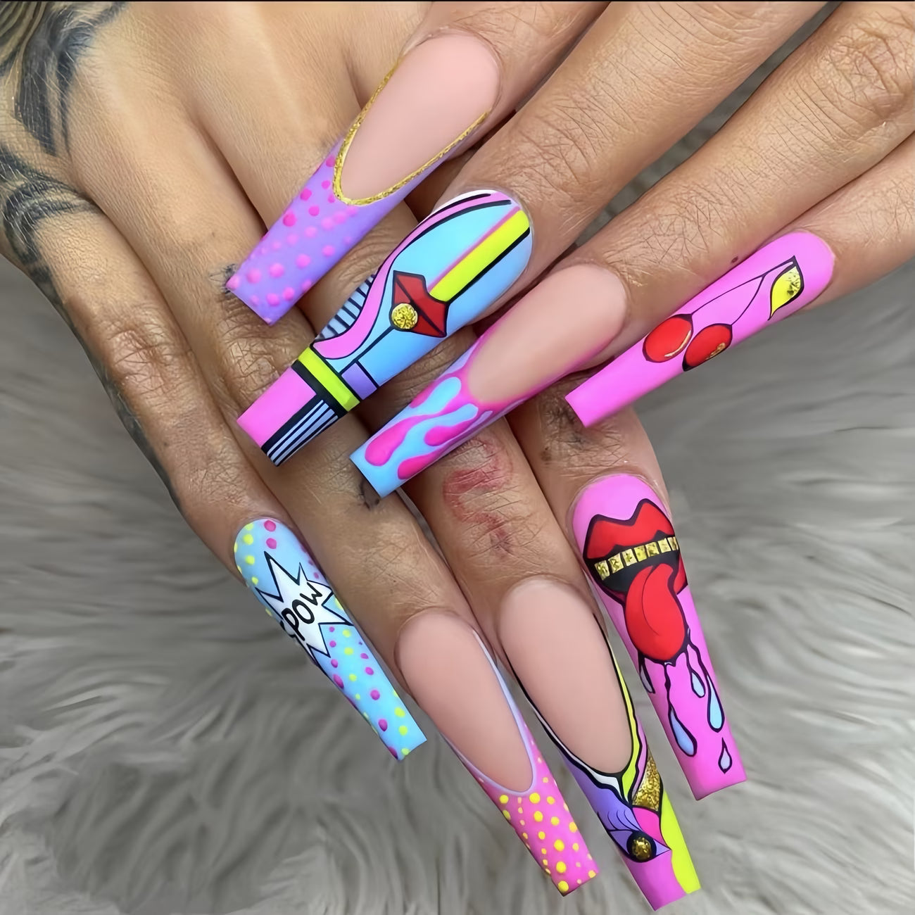 Extra-long Ballet Nails with Multicolor