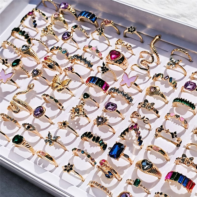 20pcs/Pack New Ins Style Rose Golden Men'S And Women'S Ring Set