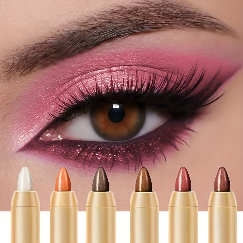 6pcs Highlighter Eyeshadow Pencil Shimmer Glitter Contouring Double-headed Eyeshadow Stick Lazy Eyeshadow Makeup