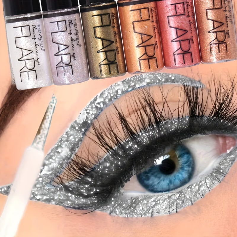 6pcs Set of Shimmering Liquid Eyeliner Pens, Long-Lasting Sparkling Waterproof Colored Liquid Eyeliner Mini Set