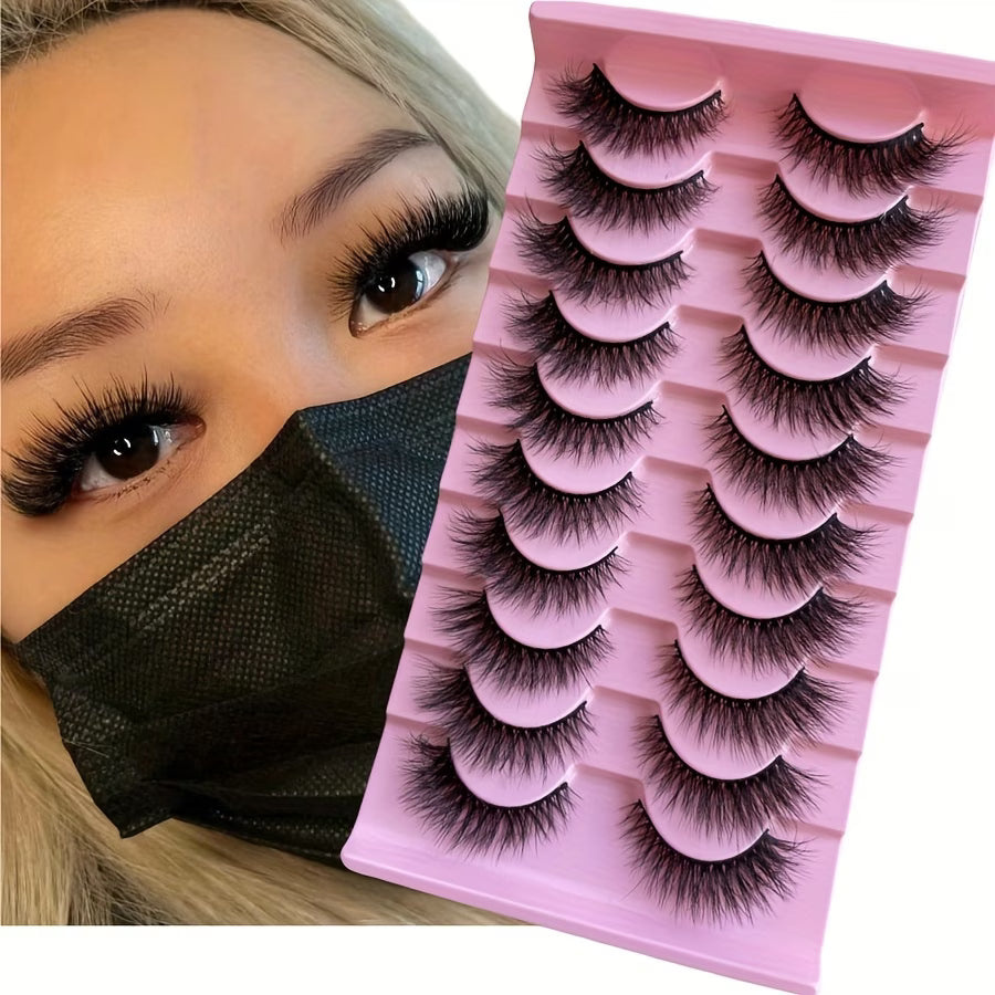 Eyelashes, 10 Pairs Fluffy Volume Lashes, Visibly Thickened Natural Full Lashes