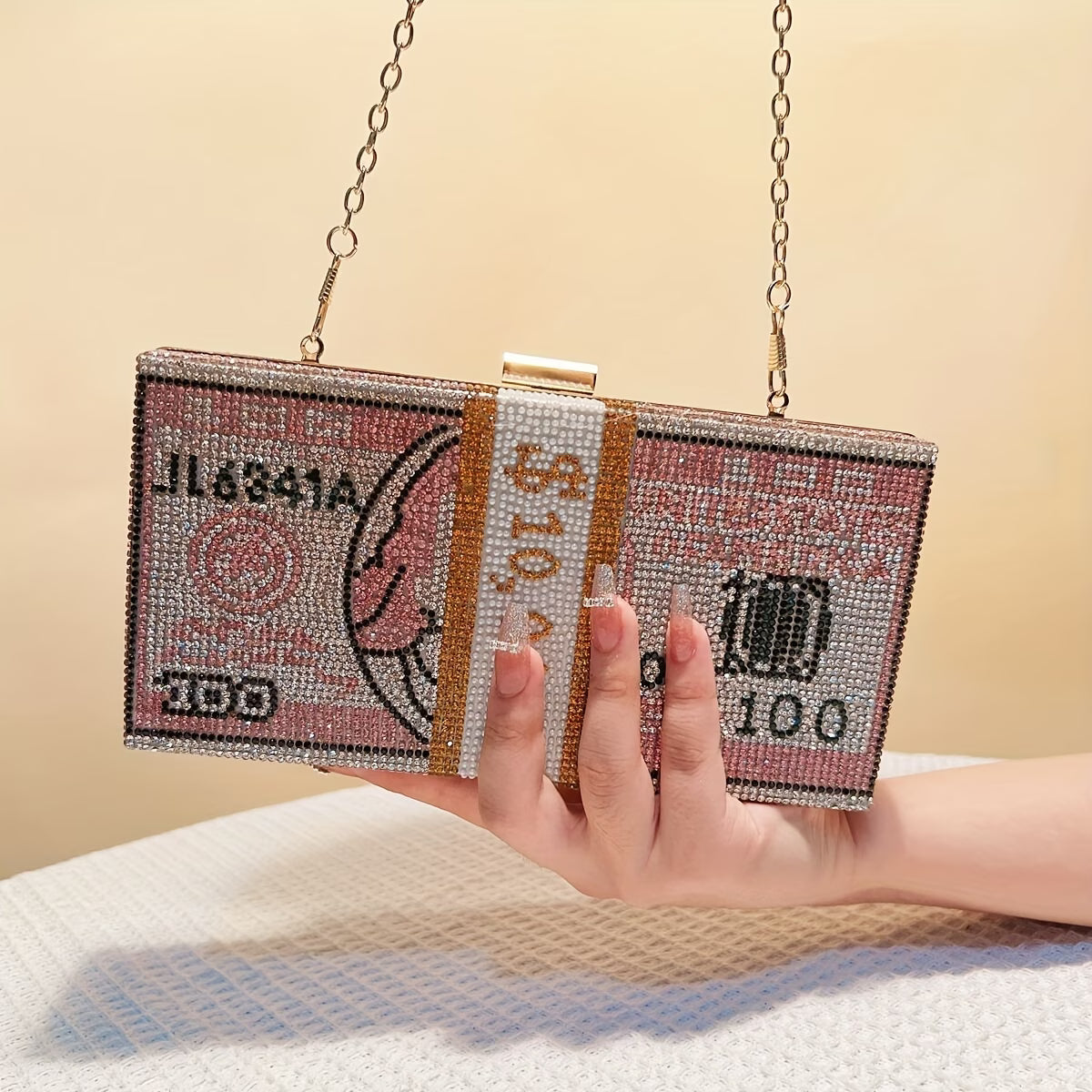 $100 Bill Rhinestone Bag