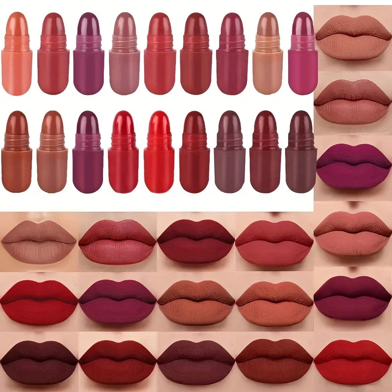 18pcs Capsule Lipstick Set, Mini Matte Lipstick Collection