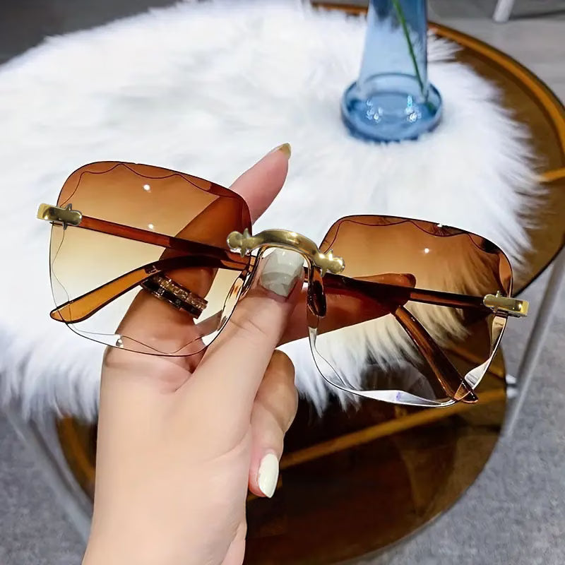 3pcs Frameless Edge-cut Shiny Glasses