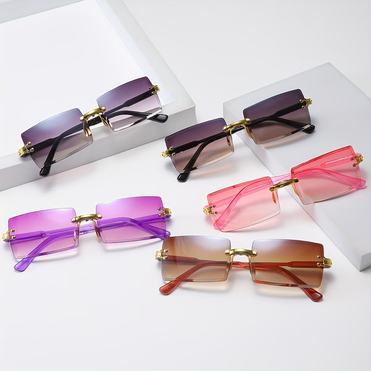 3pc  Gold-Plated Style Women'S Fashion Glasses
