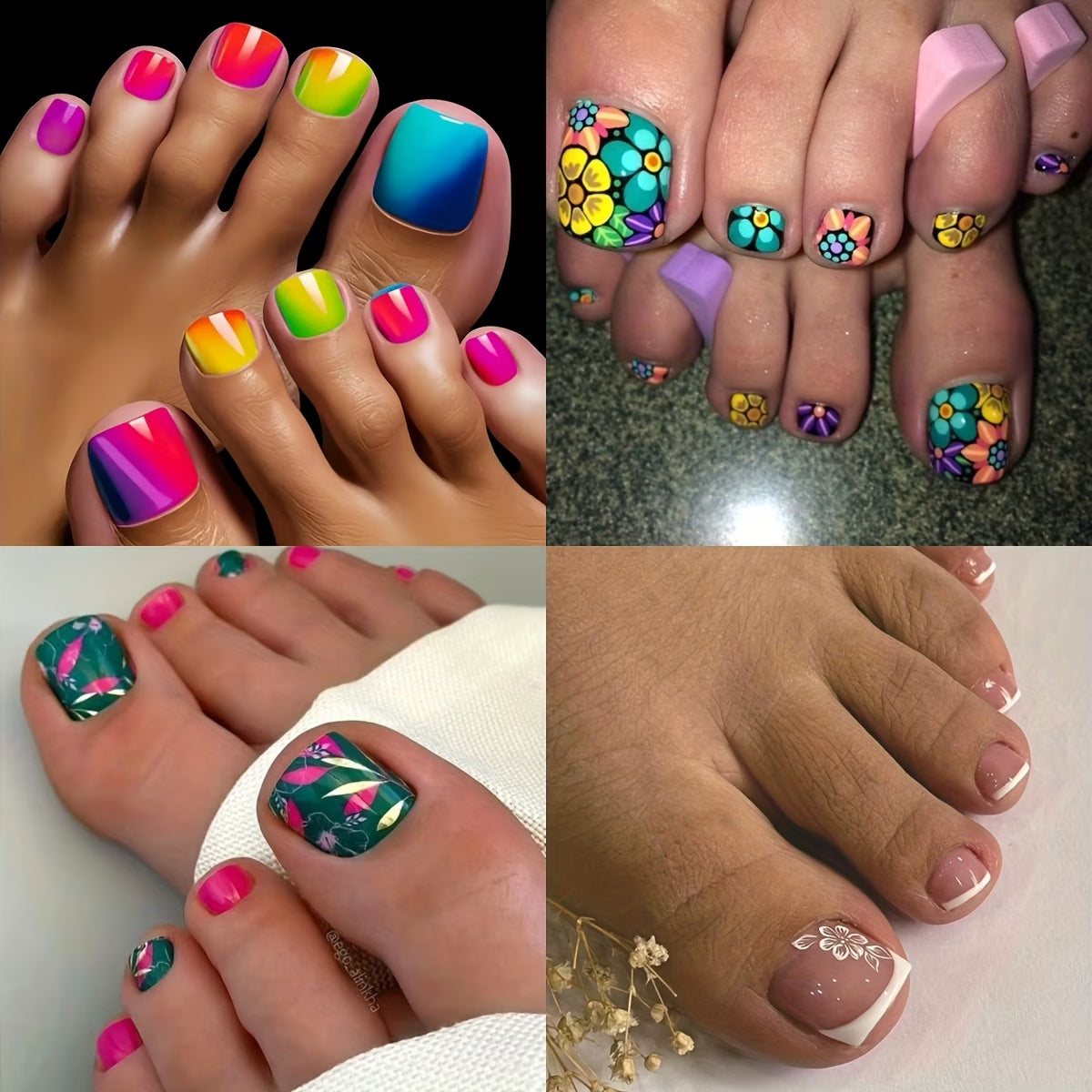 Assorted Style Press-On Toenails, Nail Art Wearable Nails with Glossy Finish
